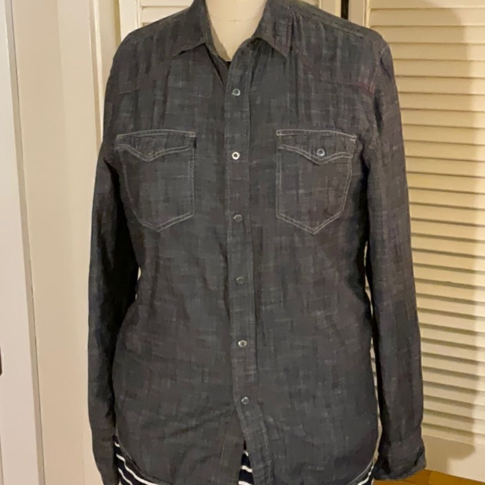 Guess 100% Cotton Western Denim Snap Shirt Medium.